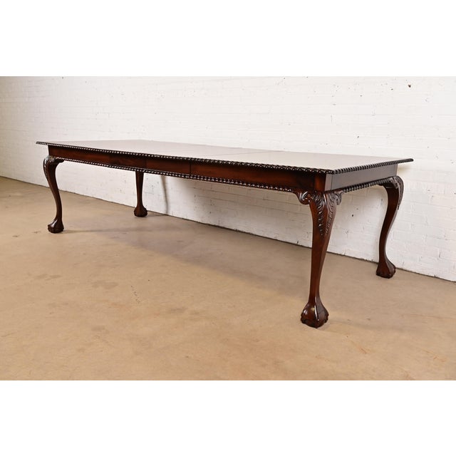 Henredon Henredon Style Chippendale Carved Mahogany Extension Dining Table, Newly Refinished For Sale - Image 4 of 14