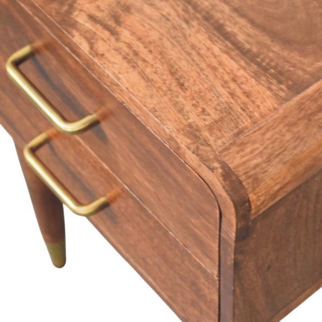 Roasted Almond-Finish Mango Wood 2-Drawer Nightstand For Sale - Image 4 of 8