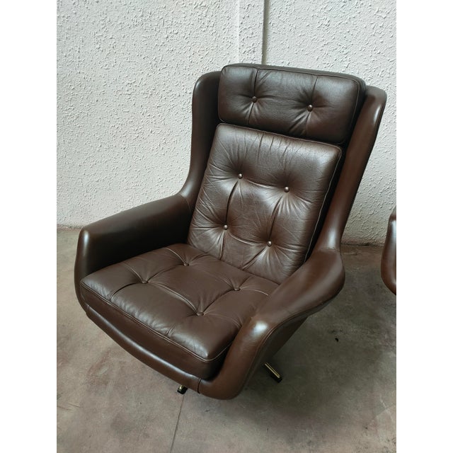 Brown Mid-Century Modern Nordic Leather Chair, 1980 For Sale - Image 8 of 10
