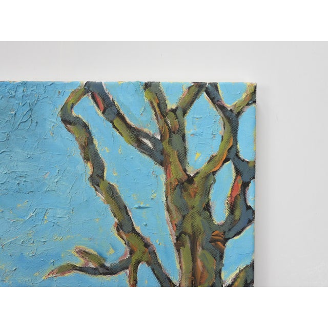 Contemporary oil on canvas expressionist coastal landscape with lone tree painting. Attributed to K. C. Bacon (20th, 21st...