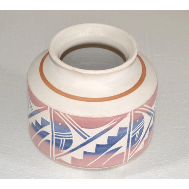 1990 Signed Vintage Southwestern Abstract Folk Art Vase Ceramic Pottery Earth Color For Sale In Miami - Image 6 of 12