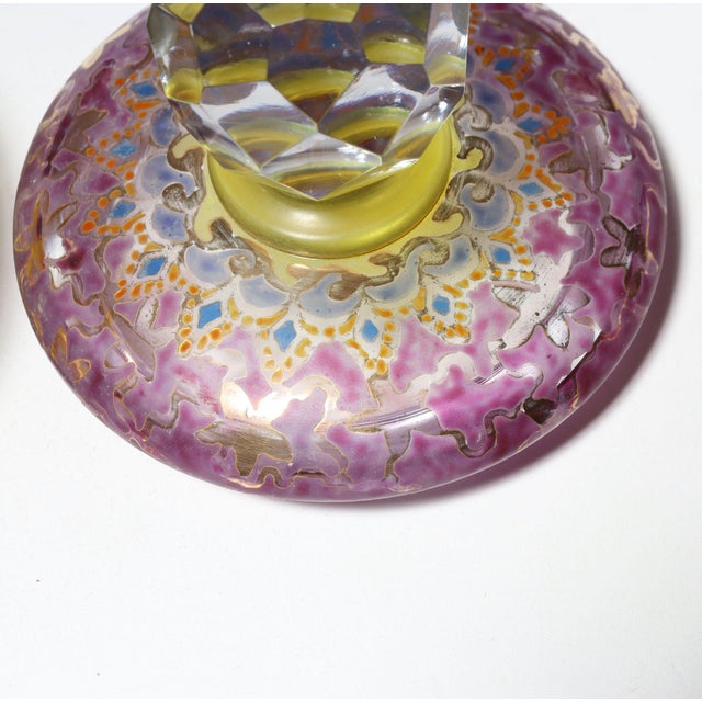 Vintage Bohemian Czechoslovakian Glass Powder or Trinket Jar With Crystal Finial For Sale - Image 18 of 18