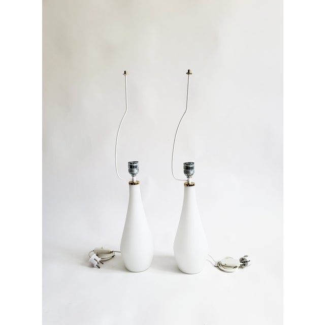 Set of two never-used, elegant mid-century Rupert Nikoll table lamp bases (without shade). Rare originals from the 1960s,...