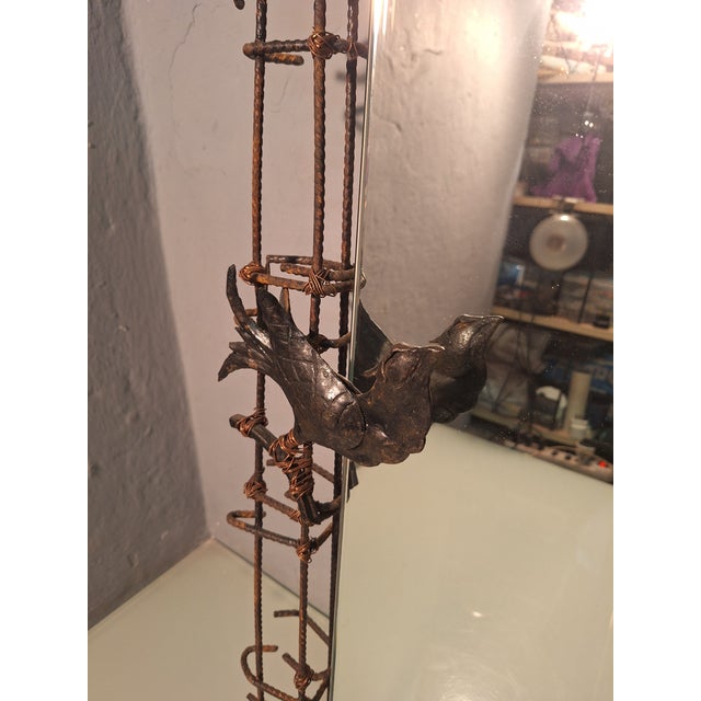 2000 - 2009 Rectangular Mirror with Wrought Iron Props, 2000s For Sale - Image 5 of 13