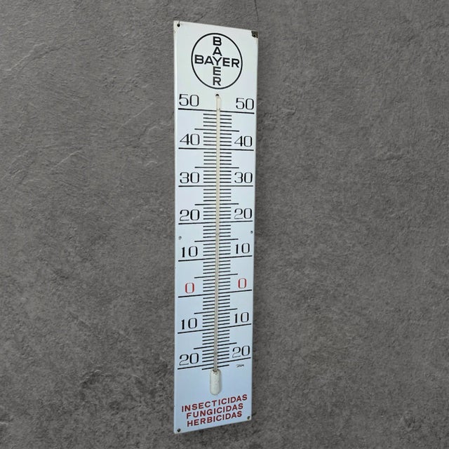 Advertising Enamel Sign Thermometer from Bayer, 1950s For Sale - Image 4 of 6