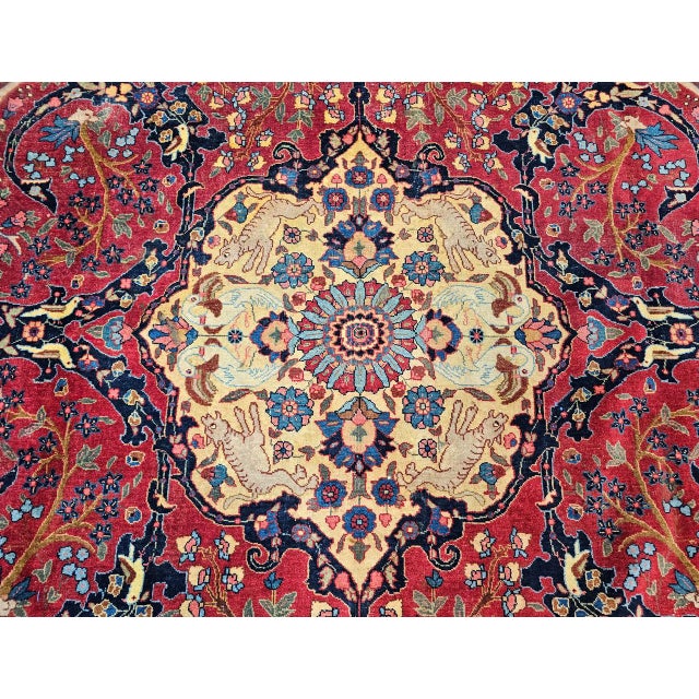 Vintage Persian Tabriz Rug, Hand-Knotted Wool, Garden Floral Pattern, Crimson & Turquoise, 11x15 For Sale - Image 17 of 18