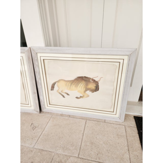 Pair of African Game Animal Watercolor Paintings For Sale - Image 10 of 12