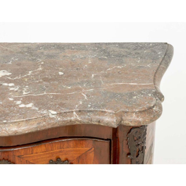 Louis XV Marble Top Ormolu Mounted Walnut Chest For Sale In New York - Image 6 of 10