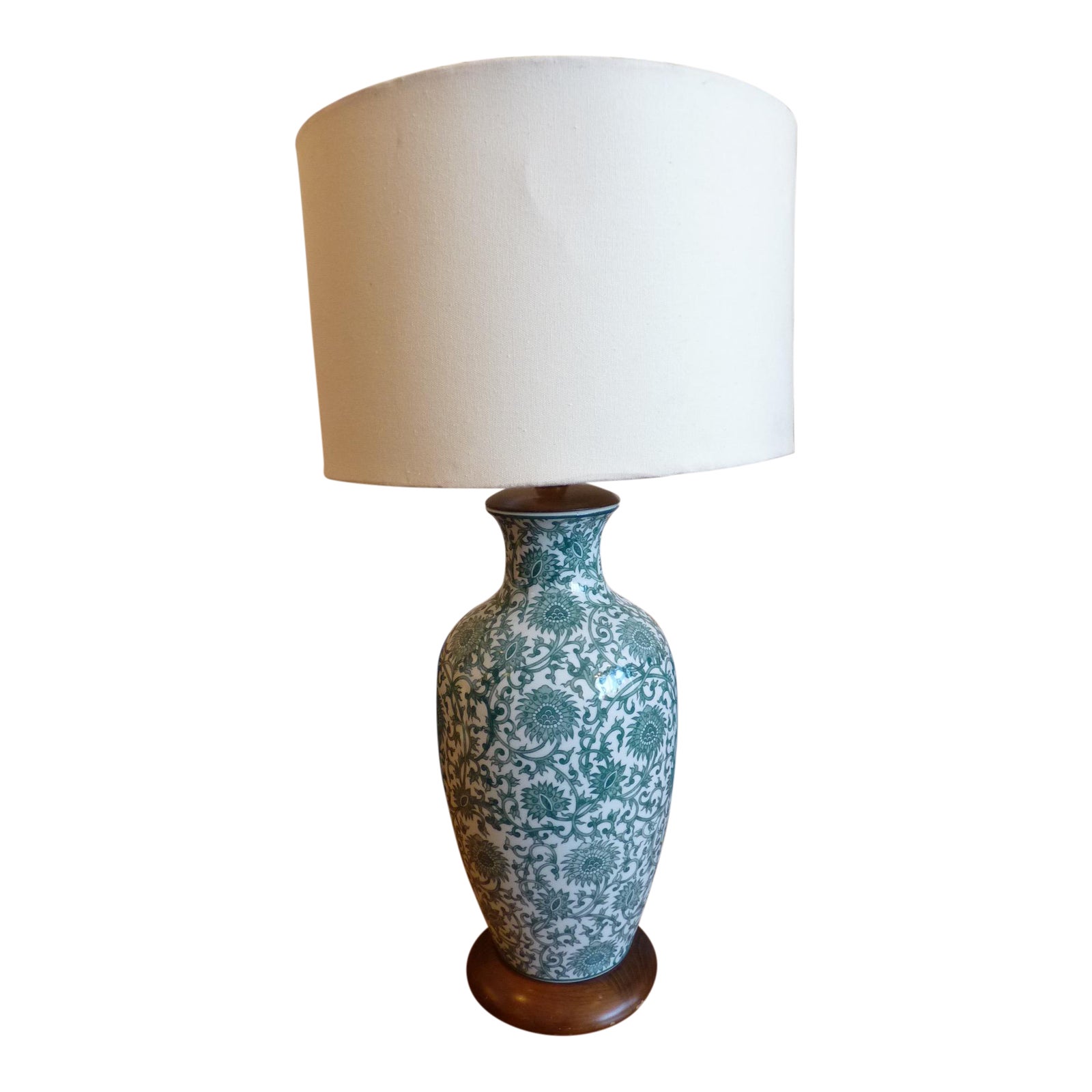 Green and White Table Lamp | Chairish