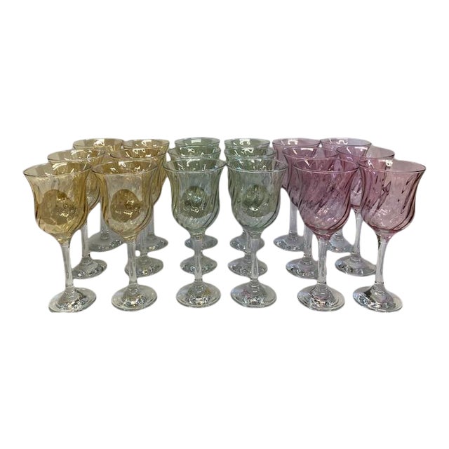 Vintage 1960s Iridescent Luster Goblets - Set of 18 For Sale