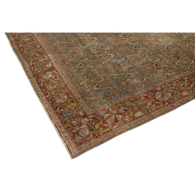 Textile Antique Bidjar Persian Blue Wool Rug Handmade With Allover Pattern For Sale - Image 7 of 11