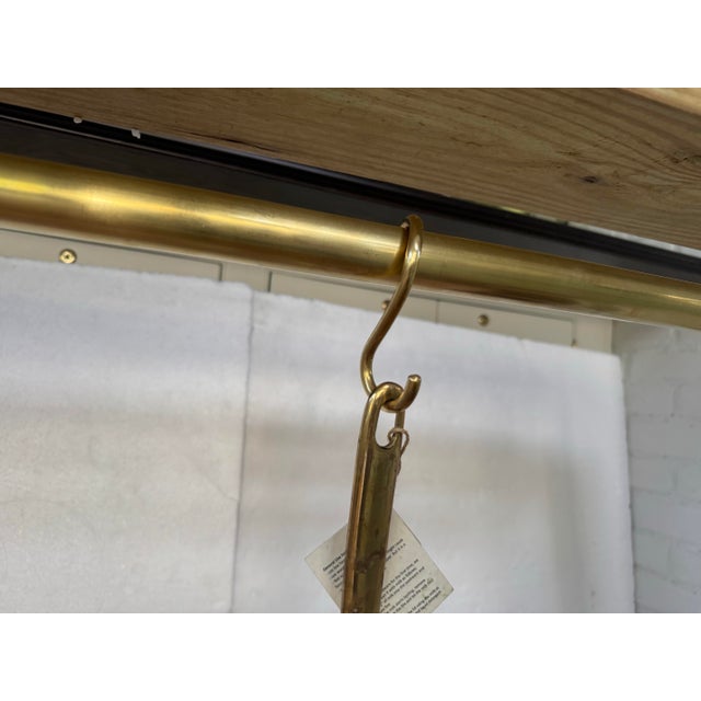 1980s Handcrafted Vintage Solid Brass Hanging Pot Rack For Sale - Image 5 of 12