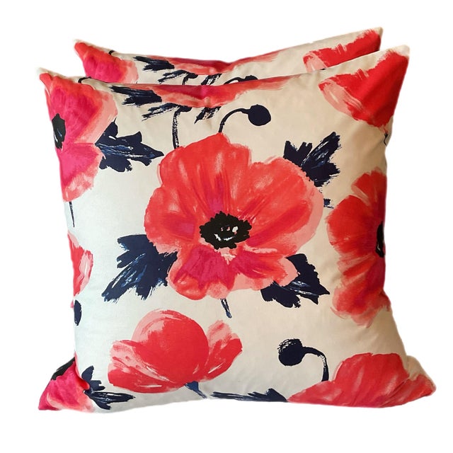 Kate Spade by Kravet pair of down and feather pillows 22 X 22 inches with serged inseams and invisible zipper closures....