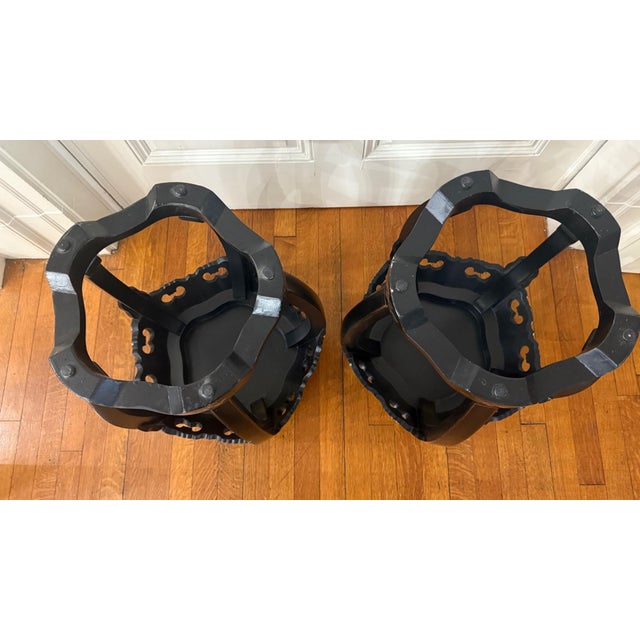 1990s Oriental Accent Hand-Painted Lamp Tables For Sale In Boston - Image 6 of 12