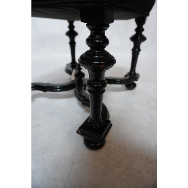 19th Century William & Mary Style Footstool With a Black Velvet Upholstered Seat For Sale - Image 14 of 16