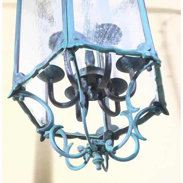 Antique Vintage Solid Brass Chandelier / Lantern For Sale - Image 14 of 18