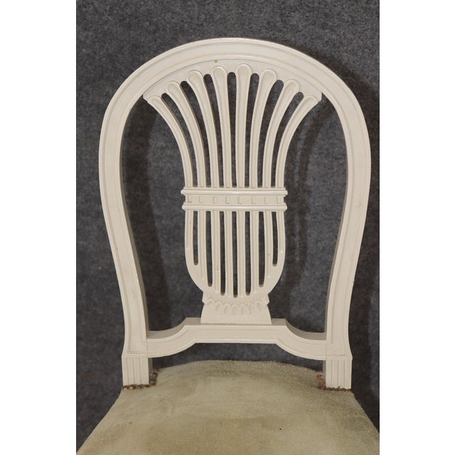 1960s 8 White Painted Suede French Louis XVI Style Balloon Chairs by Maison Jansen For Sale - Image 5 of 10