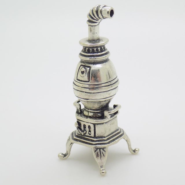 Vintage Italian Silver Woodstove Dollhouse Miniature, Tuscany, 1980s For Sale - Image 4 of 11