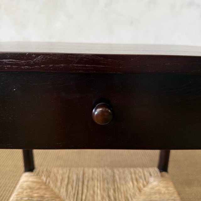 Mid-Century Modern Amber Nightstand With Rush Shelf For Sale - Image 3 of 14