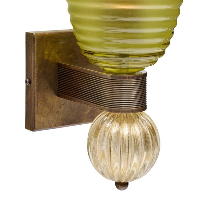 Green Italian Venetian Glass Opaque Torch Sconces, Murano, Hand-Blown - a Pair For Sale - Image 8 of 9
