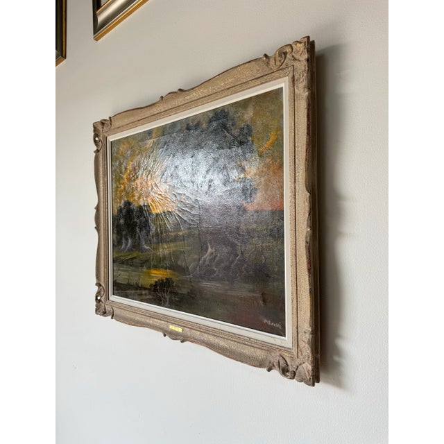 1970’s French M. Roche “La Tombée Du Jour” Oil on Canvas Landscape Painting, Framed For Sale - Image 4 of 12