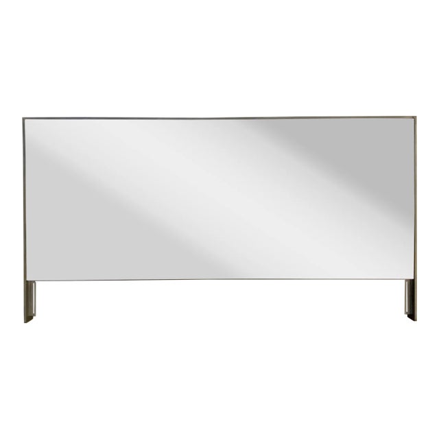 Baker Modern Silver Finished Mirrored Headboard For Sale