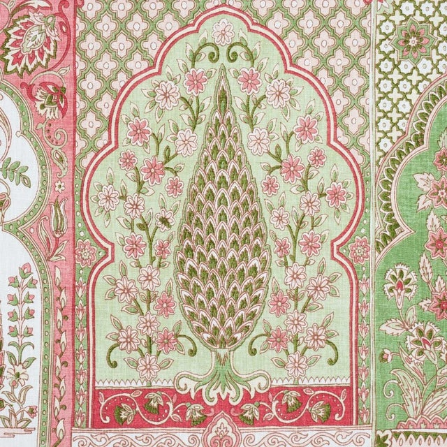 Schumacher SAMPLE - Schumacher Barra Palace Fabric In Pink & Green For Sale - Image 4 of 4