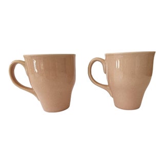 Russel Wright Oneida 4-1/2" Tall Mugs - Set of Two - Coral Pink - Euc - New - Unused For Sale