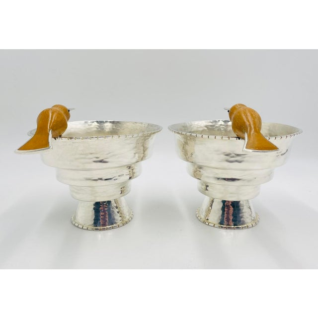 1980s Pair of Emilia Castillo Silver-Plated Vases With Jasper Hummingbirds, Mexican For Sale In Los Angeles - Image 6 of 18