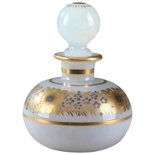 Small Opaline Perfume Bottle with Desvignes Decoration For Sale