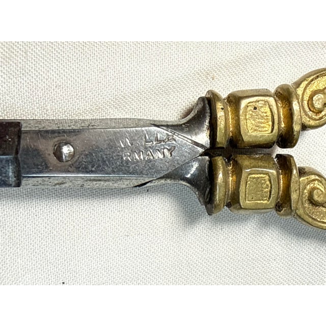 Antique 19th Century Victorian Sewing Scissors Dagger W/ Brass Handles & Sheath For Sale - Image 9 of 11