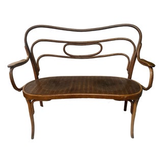 Vintage Mid Century Modern Thonet Style Bentwood Bench For Sale
