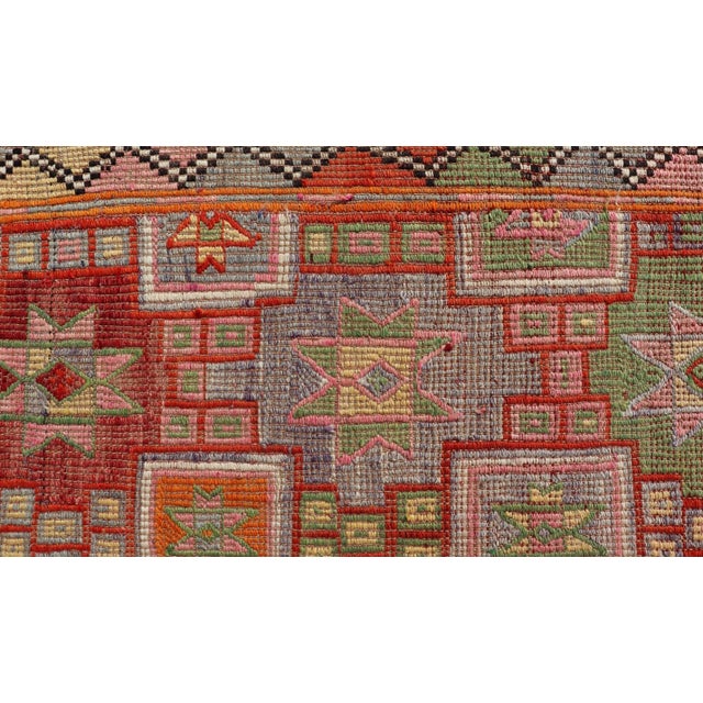 Vintage Turkish Kilim Rug With Vibrant Multicolor Star Motifs 5'5 X 10'6 For Sale - Image 9 of 11