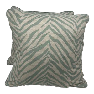 Vern Yip Screenprinted for Trend Light Blue Weathered Zebra Pillows - a Pair
