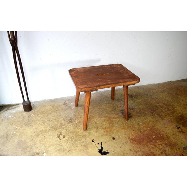 Wood Vintage German Rustic Wooden Stool, 1920s For Sale - Image 7 of 7