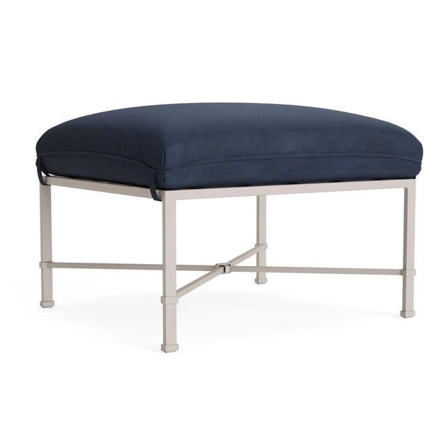 Brown Jordan Venetian Ottoman, Dove frame with Fusion Neptune fabric For Sale - Image 12 of 12
