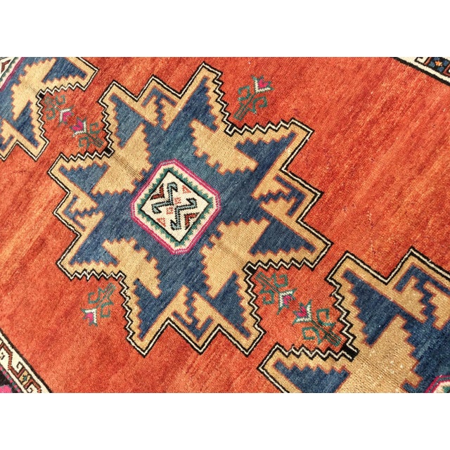 Textile Red Hand Knotted Vintage Turkish Area Rug - 69" X 128" For Sale - Image 7 of 13