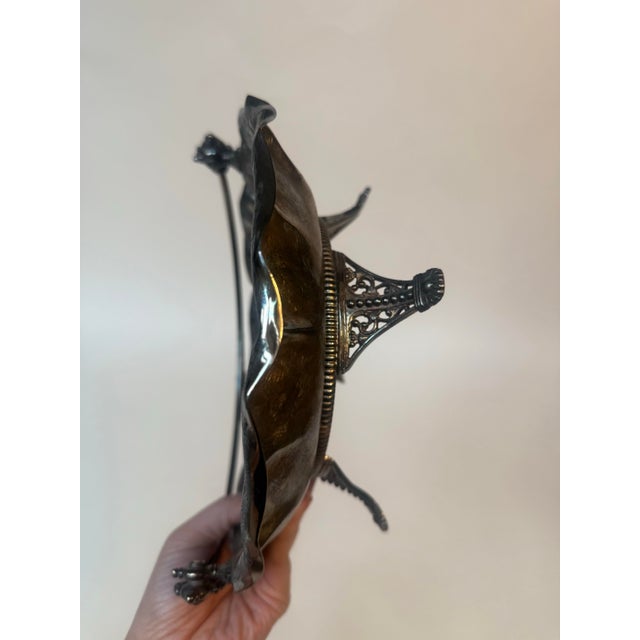 Antique James W. Tufts Quadruple Plate Bride’s Basket | Aesthetic Movement Bird & Butterfly Motif | c.1890–1910 For Sale - Image 9 of 10