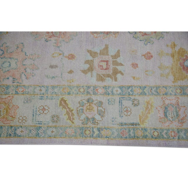 Modern Turkish Oushak Rug Cream, Green & Orange Floral Design Handwoven Wool Rug 4' X 5'11" For Sale - Image 3 of 8