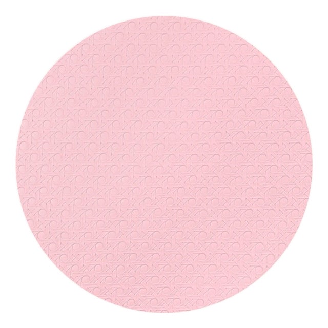 Solid Blossom Vegan Leather Round Cane Placemat, Set of 4 For Sale
