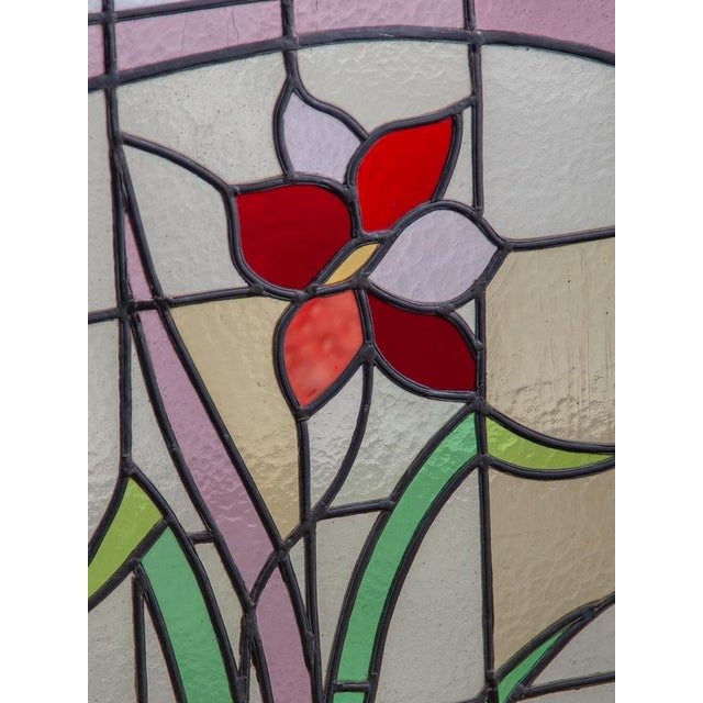 Gold Art Nouveau Stained Glass Panel, 1910 For Sale - Image 8 of 10
