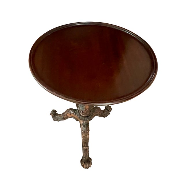 English Elegant Pair of English George III Style Carved Mahogany Wine Tables For Sale - Image 3 of 5