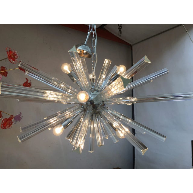 Impressive Italian Murano Glass Sputnik Chandelier Italian Murano Glass Sputnik TRIEDRO in Kromo metal frame The...