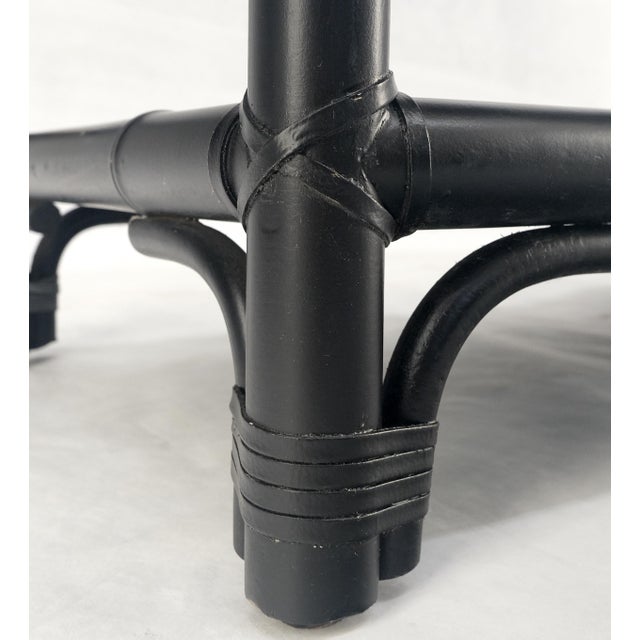 Black Lacquer Bamboo Rattan 60" Long Console Sofa Table Bloomingdale's MINT! For Sale - Image 13 of 14