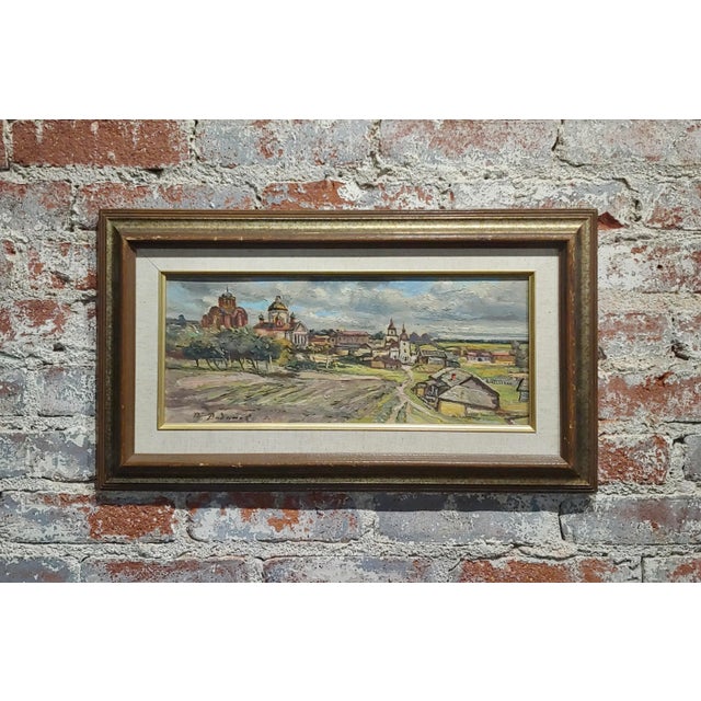 1968 "Khotkovo Village Landscape" Russian Oil Painting by Tatyana Radimova For Sale - Image 9 of 9