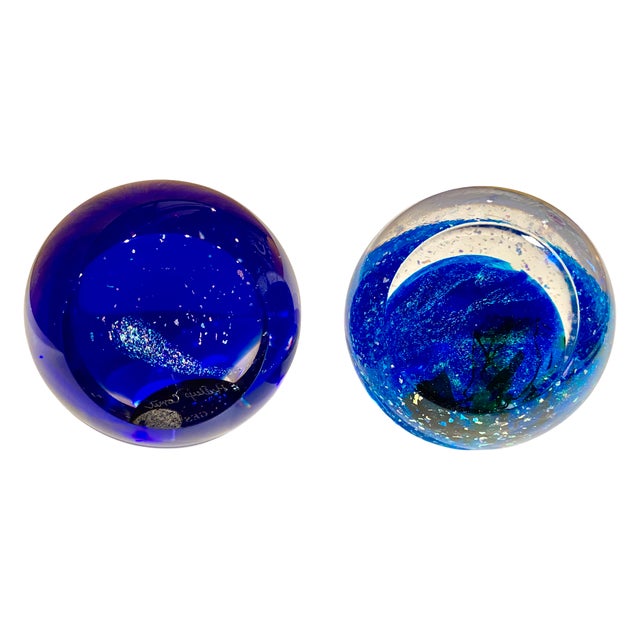This captivating pair of art glass paperweights by Seattle’s Glass Eye Studio hails from their sought-after Celestial...