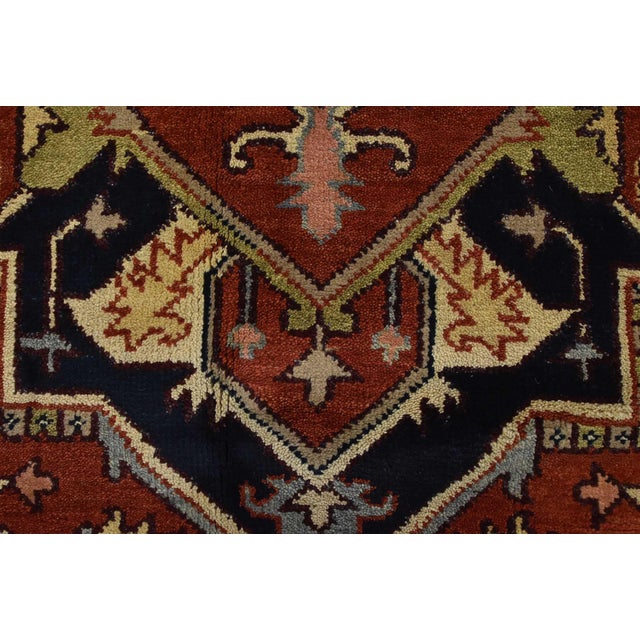 Heriz Rug 8’11” X 12’2” Red Wool Tribal Hand-Knotted Oriental Carpet For Sale - Image 11 of 15