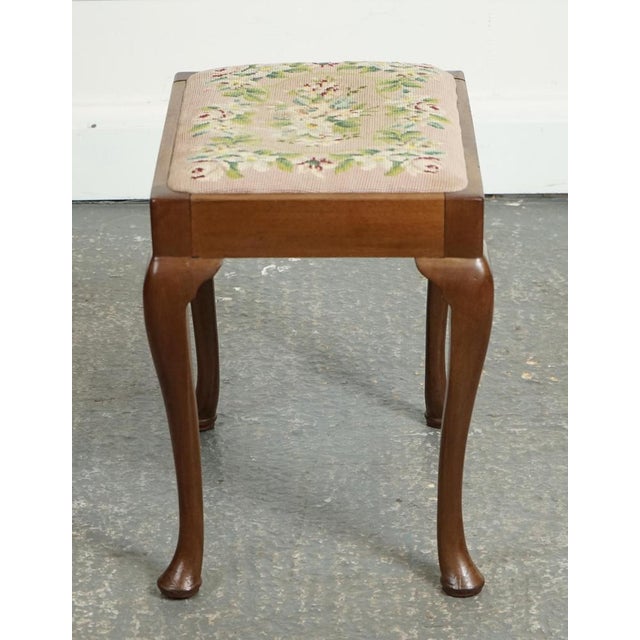 Piano Dressing Table Stool with Flower Stitchwork with Queen Anne Legs For Sale - Image 6 of 10