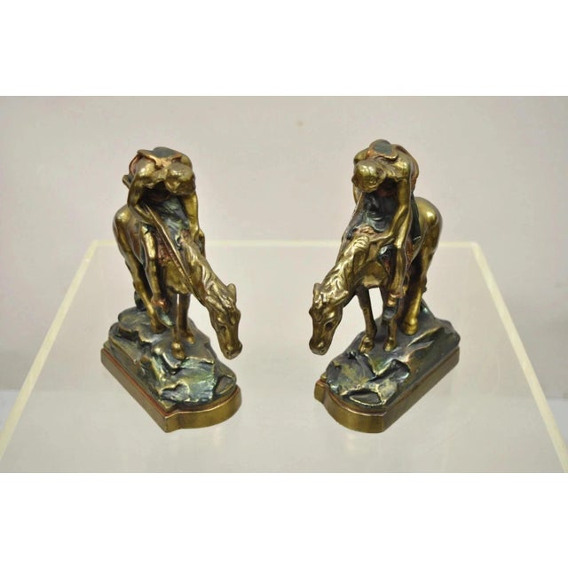 Vintage Bronze Clad 8" End of Trail Indian on Horse Figure Bookends - A Pair For Sale - Image 4 of 12