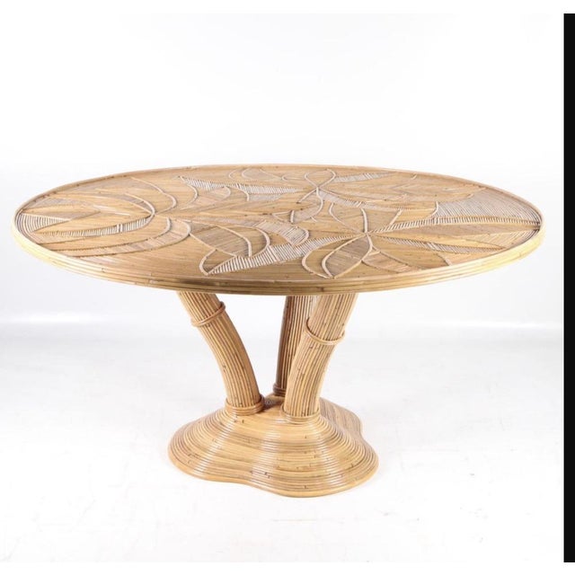 Vintage Rattan Dining Table For Sale - Image 4 of 12